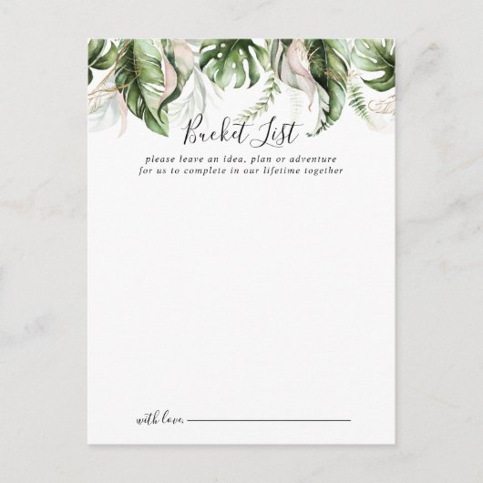 Gold Tropical Greenerity Wedding Bucket List Cards Postkarte (Vorderseite)