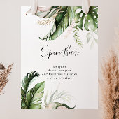 Gold Tropical Greenerity Wedding Open Bar Sign Poster