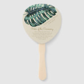 Gold Tropical Leaf Monstera Palm Wedding Programm Fächer (Vorderseite)