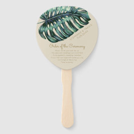 Gold Tropical Leaf Monstera Palm Wedding Programm Fächer