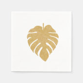 Gold Tropical Monstera Leaf Napkin Serviette (Vorderseite)