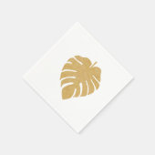Gold Tropical Monstera Leaf Napkin Serviette (Ecke)