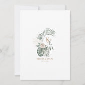 Gold Tropical Oasis Hochzeit in Urlaubsort Einladung (Rückseite)