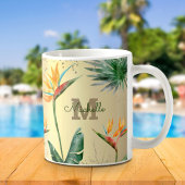 Gold Tropical Palm Foliage Floral Monogram Script Kaffeetasse