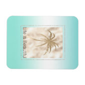 Gold Tropical Palm Tree Mint Aqua Ombre Magnet (Horizontal)