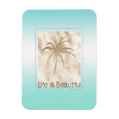 Gold Tropical Palm Tree Mint Aqua Ombre Magnet (Vertikal)
