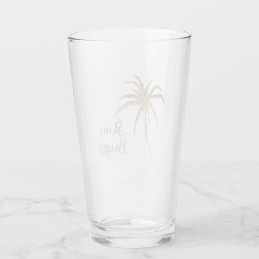 Gold Tropical Palm Tree Shine Bright Glitzer Glas (Rückseite)