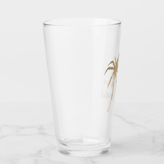 Gold Tropical Palm Tree Shine Bright Glitzer Glas (Rechts)