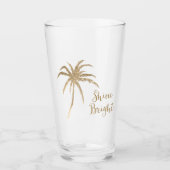 Gold Tropical Palm Tree Shine Bright Glitzer Glas (Vorderseite)