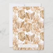 Gold Tropical Pampas Brautparty Einladung (Rückseite)