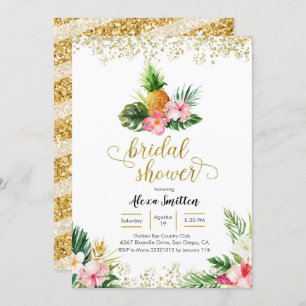 Gold Tropical Pineaple Bridal Dusche Einladung