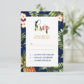 Gold Tropical Summer Wedding RSVP Beilage Card Karte (Stehend Vorderseite)
