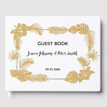 Gold Tropical Wedding Guest Book
