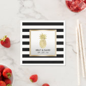 Gold Tropische Ananas Moderne Streifen Hochzeit Serviette (Beispiel)