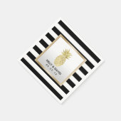 Gold Tropische Ananas Moderne Streifen Hochzeit Serviette (Ecke)