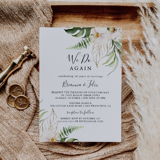 Gold tropische Blätter, die wir wieder neu machen Einladung