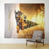 Gold Truck Christmas Tree Holiday Backdrop Wandteppich (Beispiel (Horizontal))