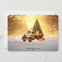 Gold Truck Weihnachtsbaum Feiertagskarte