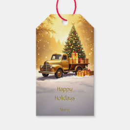 Gold Truck Weihnachtsbaum-Geschenk-Tag Geschenkanhänger