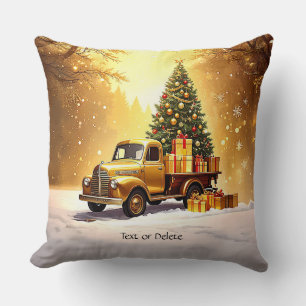 Gold Truck Weihnachtsbaum Holiday Throw Kissen