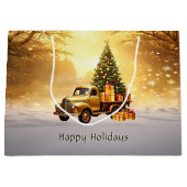 Gold Truck Weihnachtsbaum Weihnachtsgeschenk Tasch Große Geschenktüte (Vorderseite)