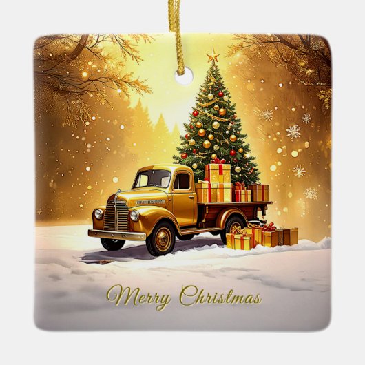 Gold Truck Weihnachtsbaum Weihnachtsschmuck (Vorderseite)
