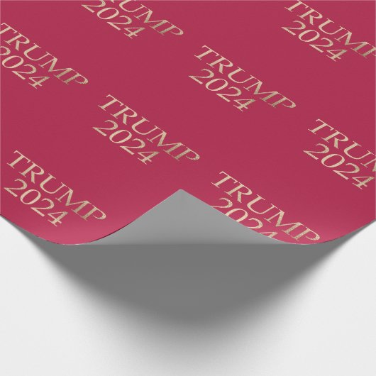 Gold Trump 2024 auf Red Geschenkpapier (Ecke)