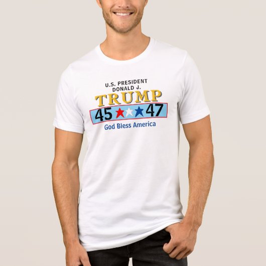 Gold Trump 45 47 Einweihung 2025 Sterne Tri-Blend Shirt (Vorderseite)