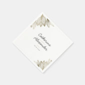 Gold Tulip Blüten | Personalisierte Hochzeit Serviette (Ecke)