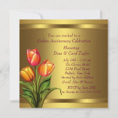 Gold Tulips 50. Hochzeitstag Einladung (Rückseite)