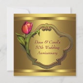 Gold Tulips 50. Hochzeitstag Einladung (Vorderseite)