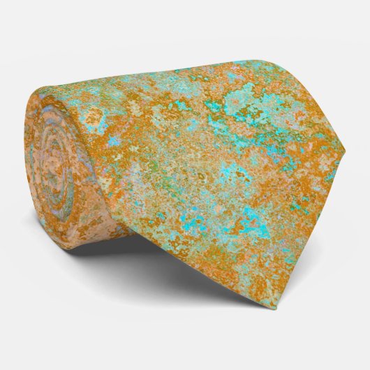 Gold & Türkis Blue Patina Alkohol Alkohol Tinte Ab Krawatte (Gerollt)