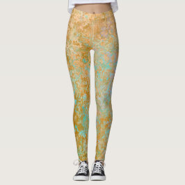 Gold & Türkis Blue Patina Alkohol Alkohol Tinte Ab Leggings