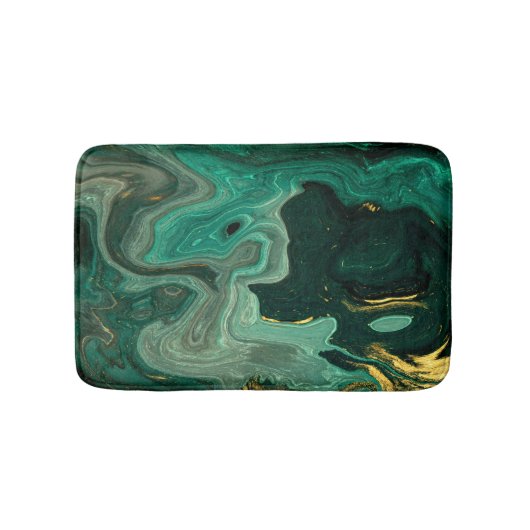 Gold Türkis Green Agate Silver Abstrakt Badematte (Vorderseite)