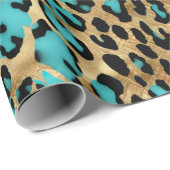 Gold Türkis Leopard Print Geschenkpapier (Rolleneckpunkt)