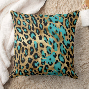 Gold Türkis Leopard Print Kissen