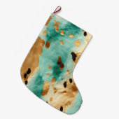 Gold Türkis Minztiercowhid Großer Weihnachtsstrumpf (Vorderansicht (hängend))