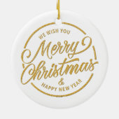 Gold, Türkisbuchstaben M und farbenfrohe Blume Keramik Ornament (Hinten)