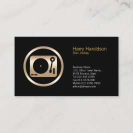 Gold Turntable Icon Disk Jockey Business Card Visitenkarte