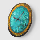 Gold & Turquoise 1 Wall Clocks Große Wanduhr (Winkel)