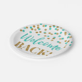 Gold Turquoise Confetti Begrüßung Back Paper Telle Pappteller (Schrägansicht)
