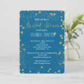 Gold Turquoise Glittery Confetti Brautparty Einladung (Stehend Vorderseite)
