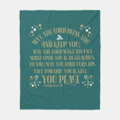Gold Turquoise Segen Numbers Scripting Gebet Fleecedecke (Vorderseite)