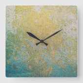 Gold & Turquoise Stone Geode Quadratische Wanduhr (Vorderseite)