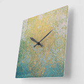 Gold & Turquoise Stone Geode Quadratische Wanduhr (Winkel)