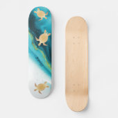 Gold Turtle Tribal Teal Ink Agate Monogram. Skateboard (Vorderseite)