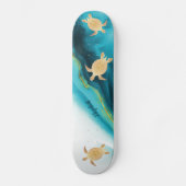 Gold Turtle Tribal Teal Ink Agate Monogram. Skateboard (Vorderseite)