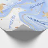 Gold Turtles Blue | Mele Kalikimaka | Weihnachten Geschenkpapier (Ecke)