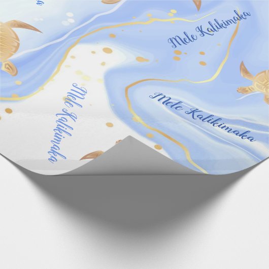 Gold Turtles Blue | Mele Kalikimaka | Weihnachten Geschenkpapier (Ecke)