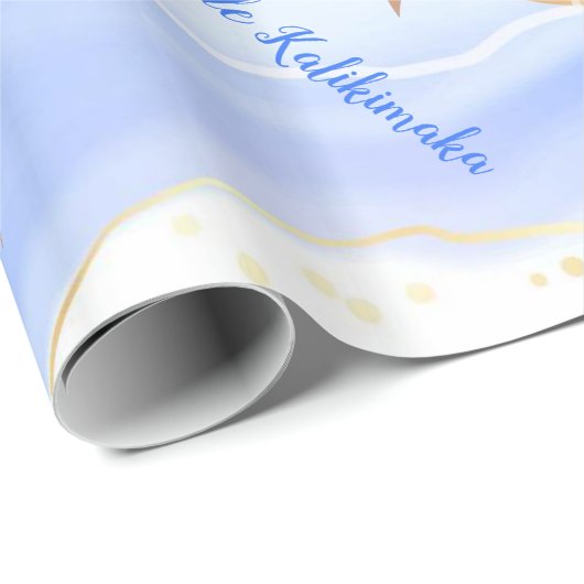 Gold Turtles Blue | Mele Kalikimaka | Weihnachten Geschenkpapier (Rolleneckpunkt)